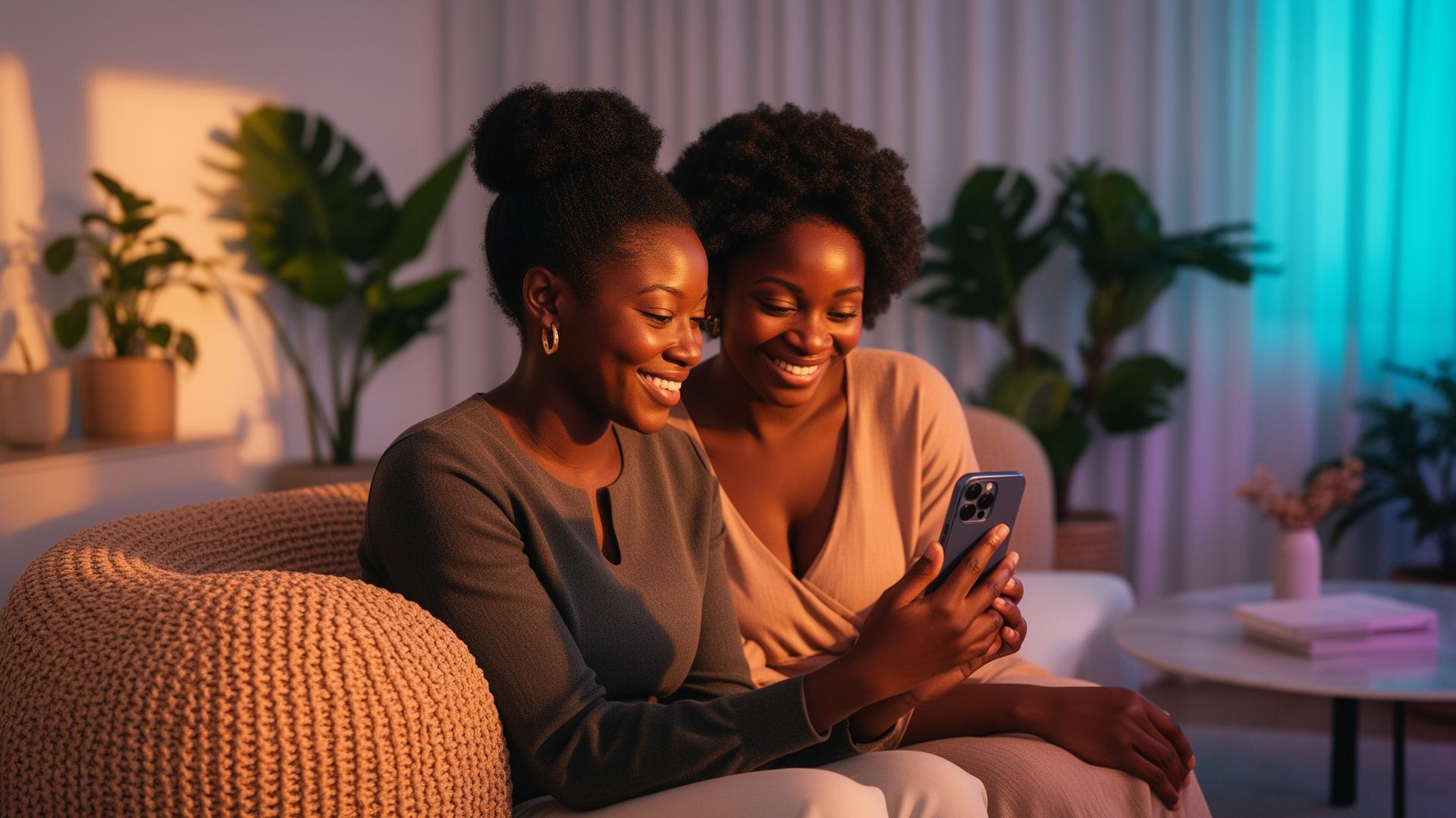 A diaspora Nigerian on a video call with family back home
