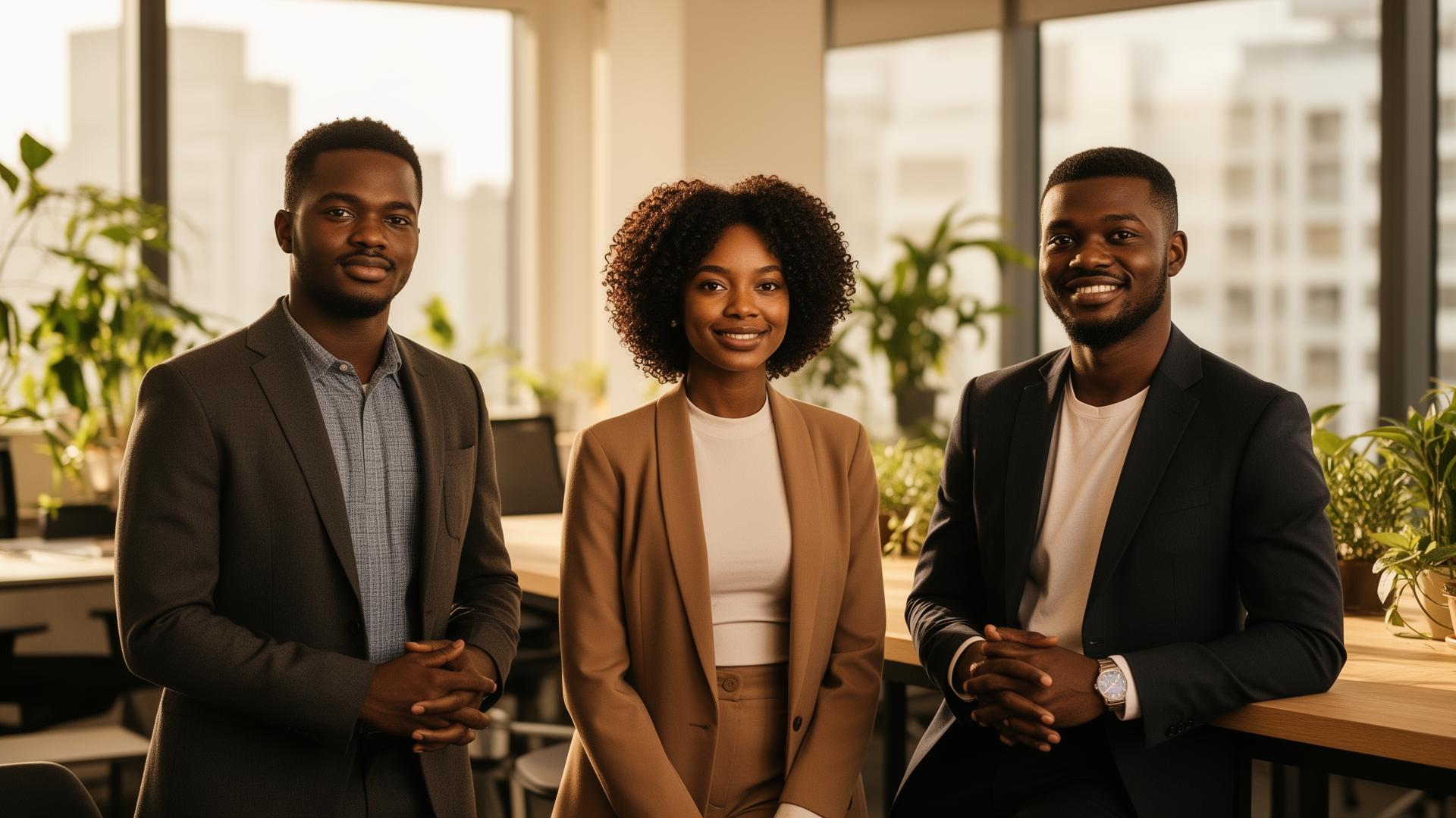 The three Pady founders in their Lagos office
