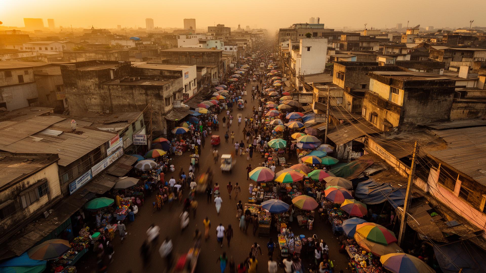 Aerial view of Lagos at golden hour