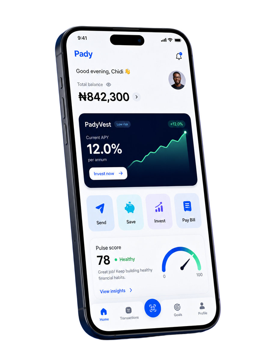 Pady app dashboard