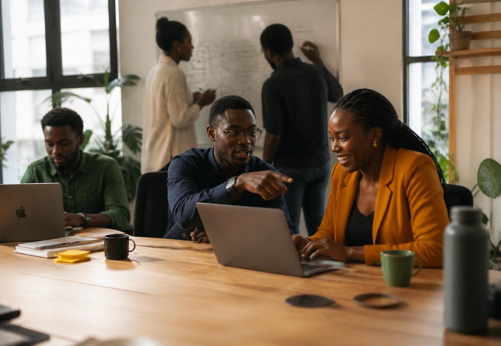 The Pady team collaborating in the Lagos office