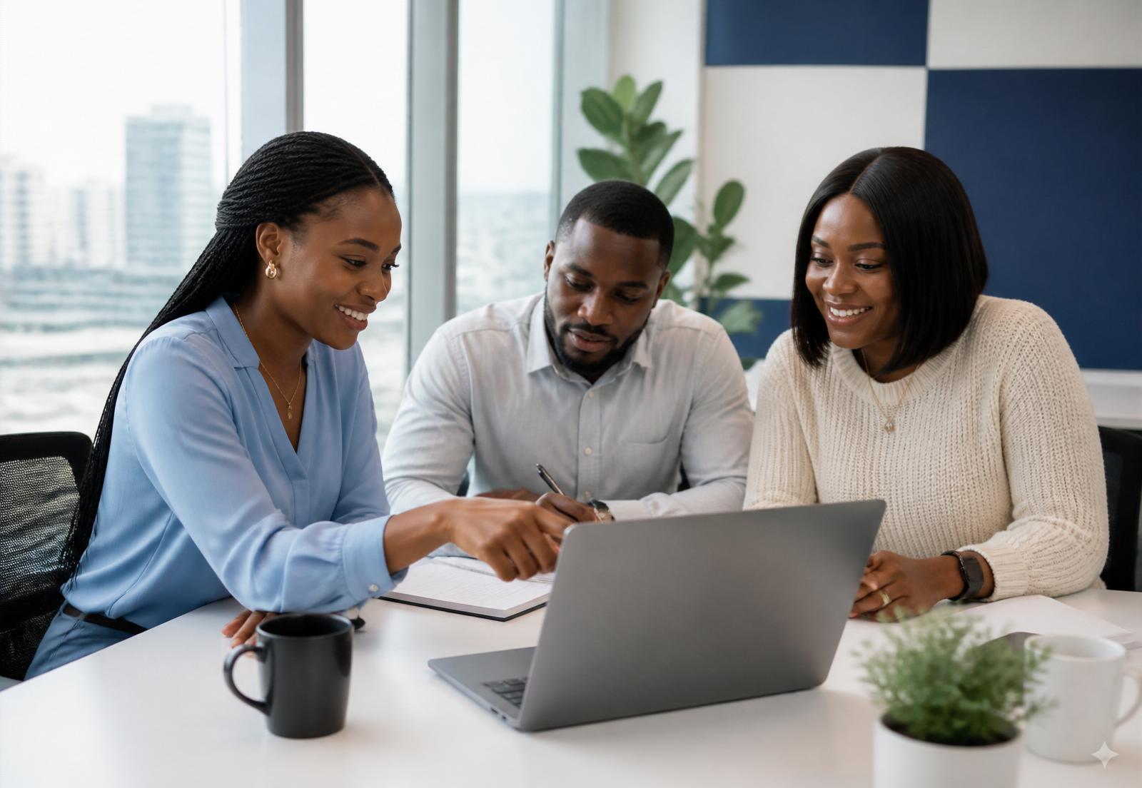 The Pady team collaborating in the Lagos office